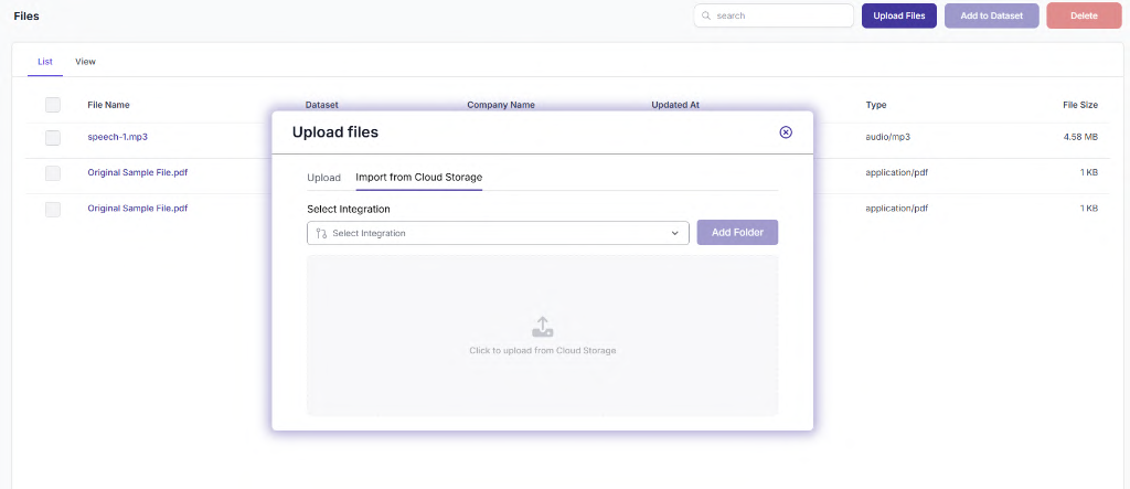 Figure 38: Files – Upload Page