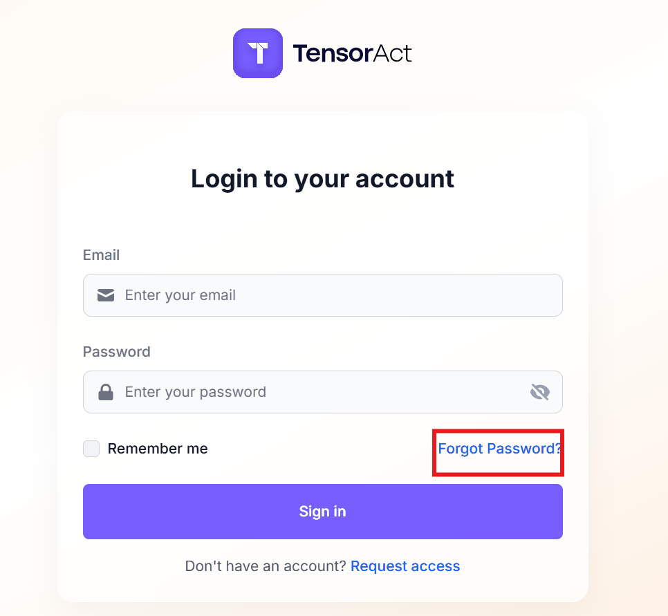 Figure 11: Login Page - Forgot Password Link