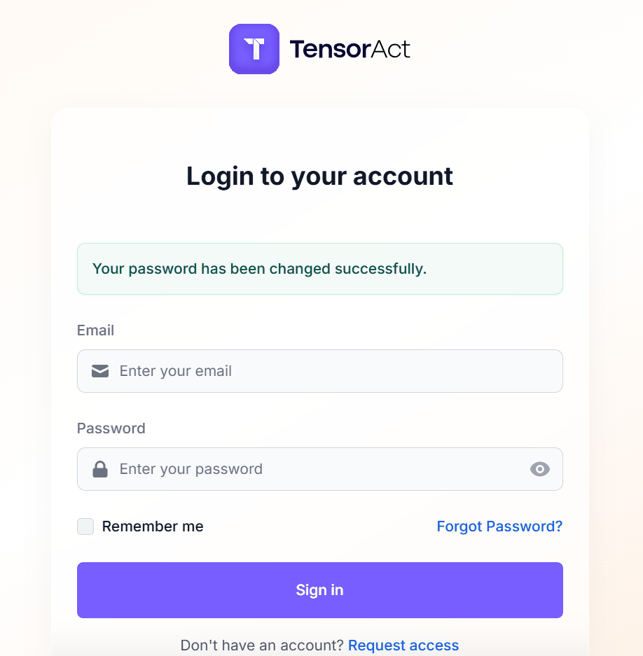 Figure 13: Login Page After Password Reset