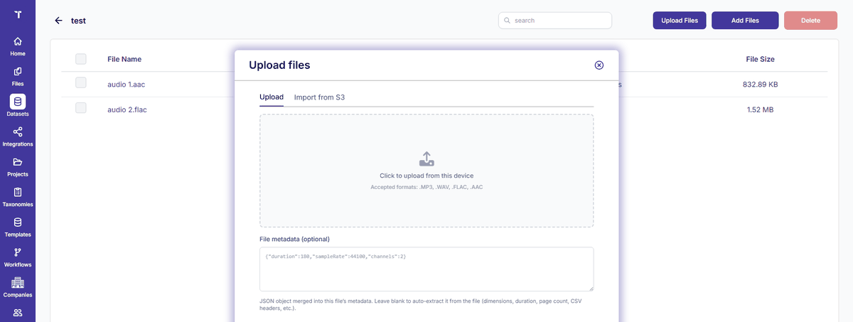 Figure 23: Upload Files - Drag and Drop Area