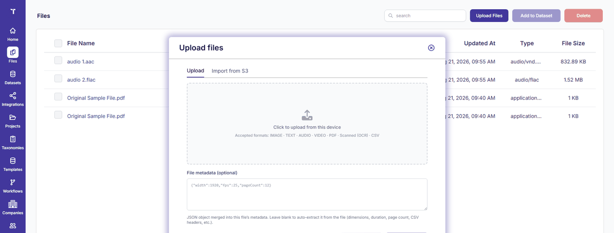 Figure 26: Files - Upload Page