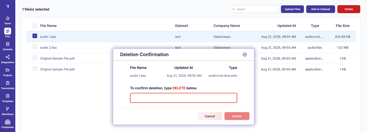 Figure 28: Files - Delete
