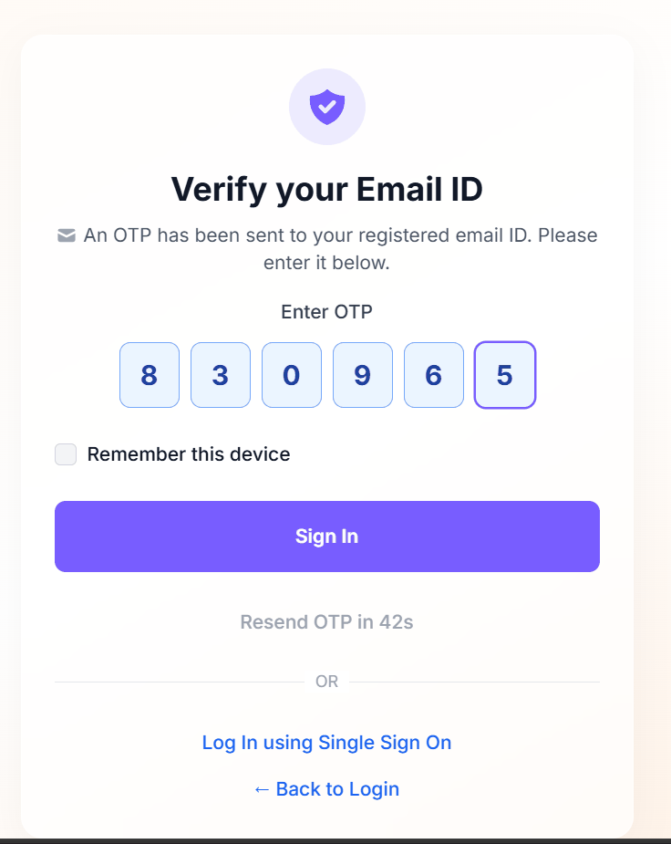 Figure 3: MFA Verification Page - OTP Entered