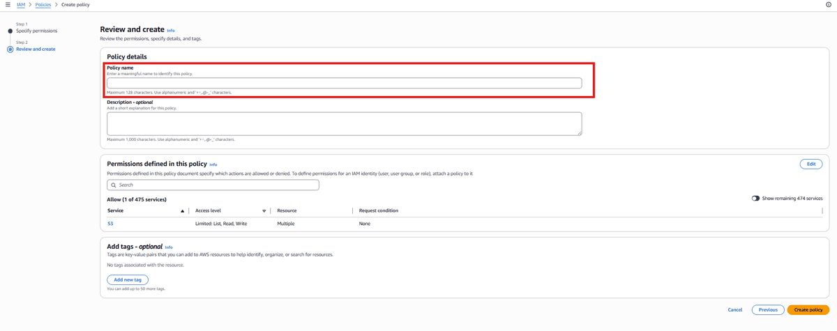 Figure 32: AWS IAM - Policy Title