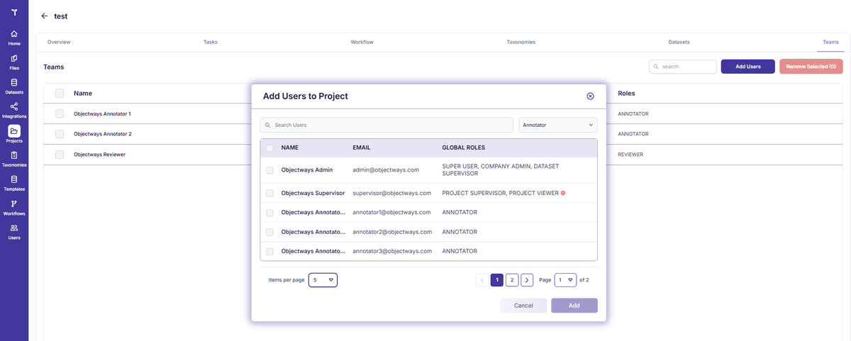 Figure 41: Project - Teams Tab