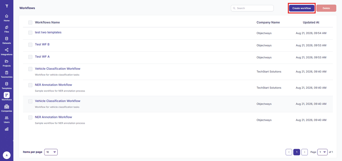Figure 51: Create Workflow Page