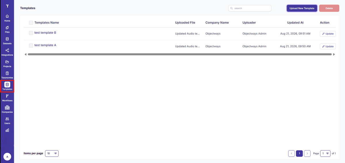 Figure 53: Create Template Page