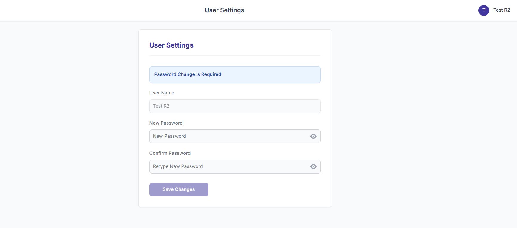 Figure 3: Change Password Page